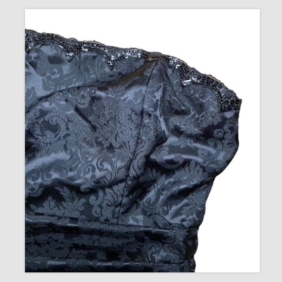 Sz 10 Scott McClintock VTG 80’s 90’s Goth Prom Dress Strapless Black Lace print - Picture 5 of 8